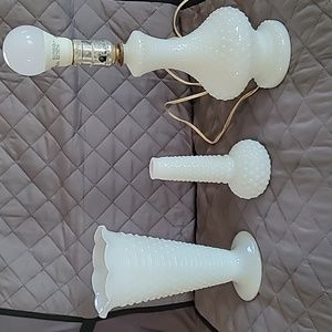 Hobnail milk glass set vintage